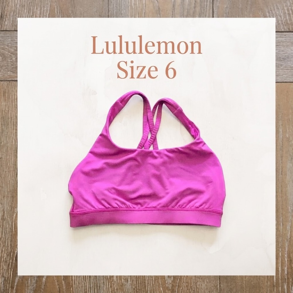 Lululemon Energy Bra - Medium Support Strappy Crossback Size 6 Bright Pink